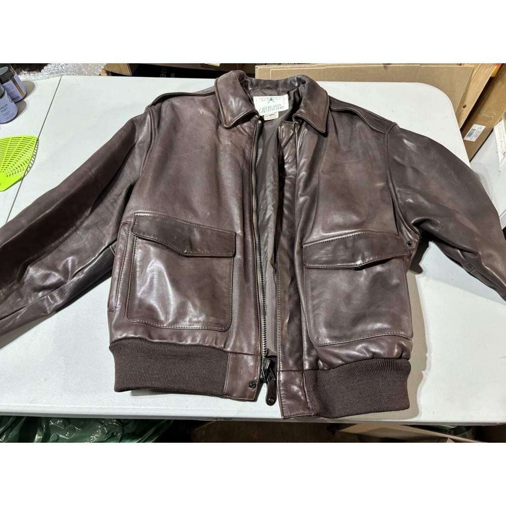 Overland Outfitters A2 Pilot Jacket Mens 42 Bomber Brown Leather  Vintage